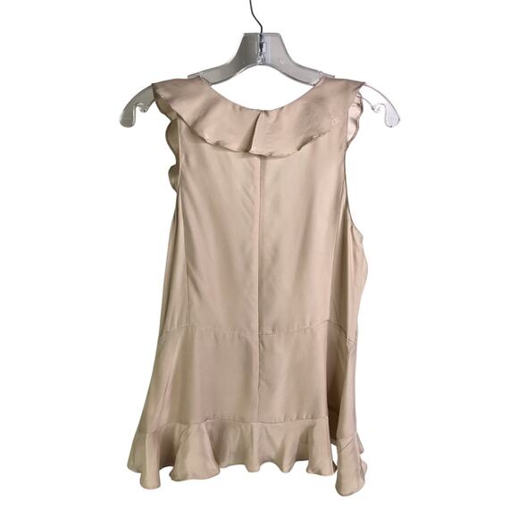 Amanda Uprichard Blouse Wmns Size Small Beige Ruffle Trim Zip Back Luxe Romantic - Picture 3 of 7